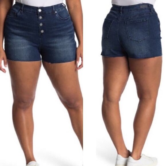 Blank NYC Womens NWT Button Fly Cut Off The Lenox High Rise Jean Shorts Size 22W - Picture 1 of 9